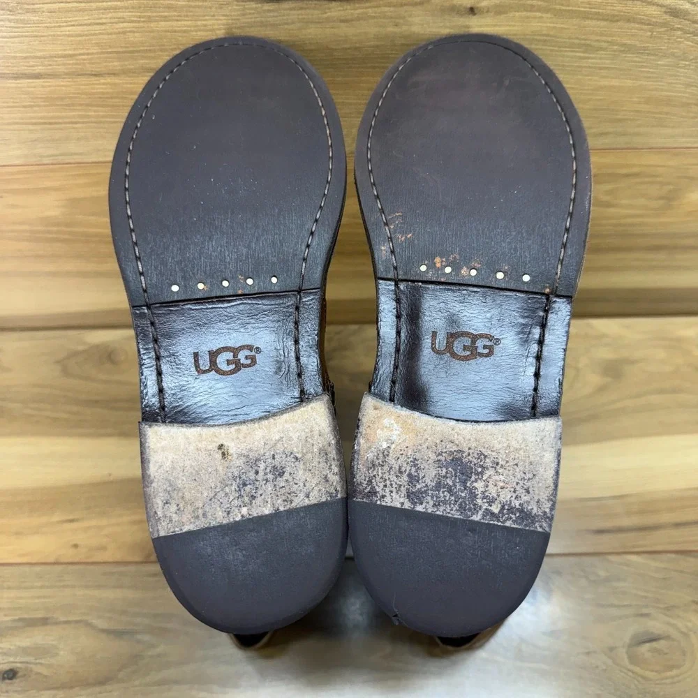 UGG Conor Mid Quilted Leather Boots 10 Buckle Biker Zip Boho Casual Mid Calf